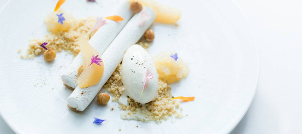 Nutcracker Mousse & Poached Pear Dish